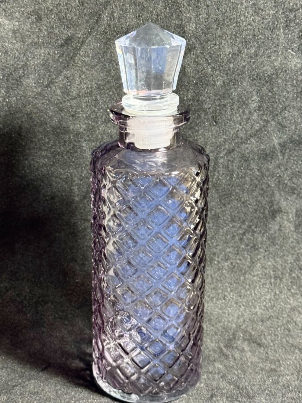 Pink Cut Glass Moon Bottle with Clear Stopper Lid